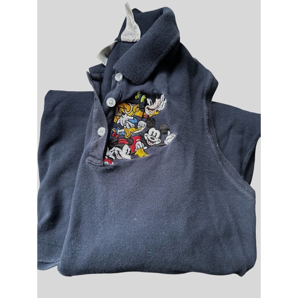 Vtg Disney Store Sleeveless Navy Polo Dress with Mickey & Friends Embroidery - Picture 3 of 8